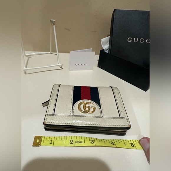 Gucci Ophidia Marmont White Web Bifold Snap Wallet w/box - Picture 8 of 13